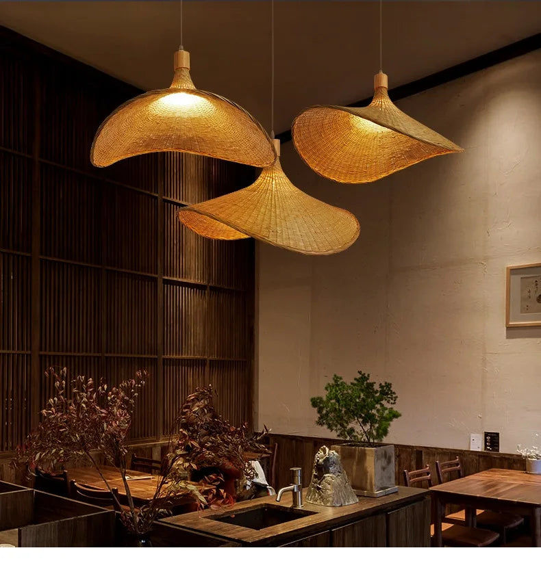 Handcrafted Rattan Bamboo Pendant Light – Woven Ceiling Lamp for Home, Living Room, and Bedroom Décor