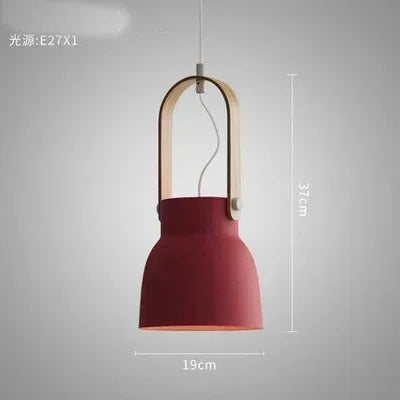 Iron Ring Wooden Grain Pendant Light – Minimalist Nordic Hanging Lamp for Showrooms, Bedrooms, and Dining Rooms