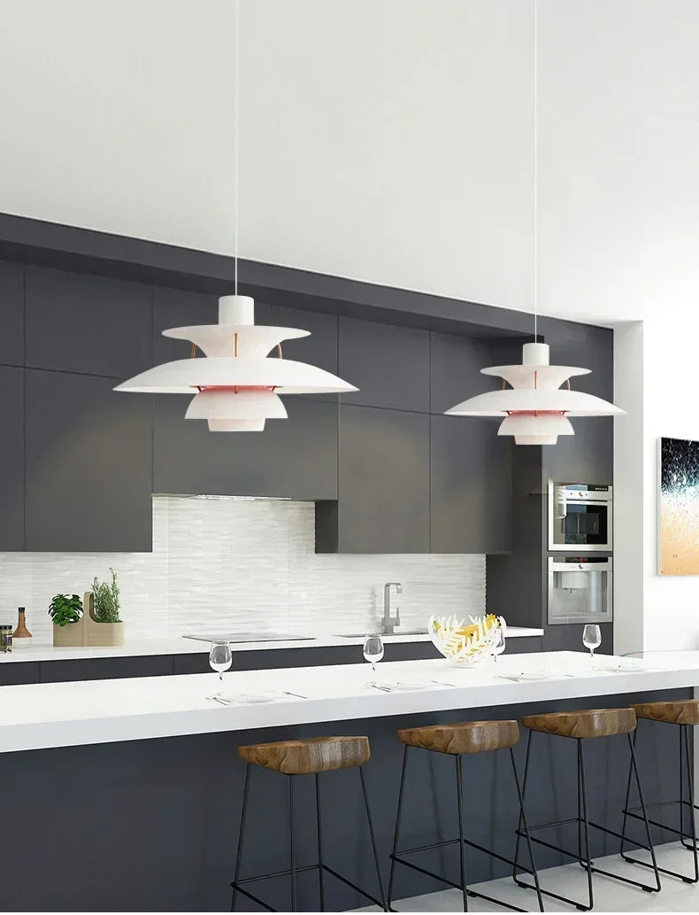 Danish Designer Umbrella Chandelier – Modern Colorful LED Pendant Lamp for Living Rooms and Dining Spaces