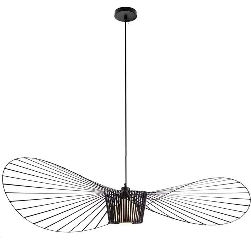 Nordic Art Straw Hat Chandelier – Simple LED Hanging Lamp for Living Rooms, Bedrooms, and Dining Spaces