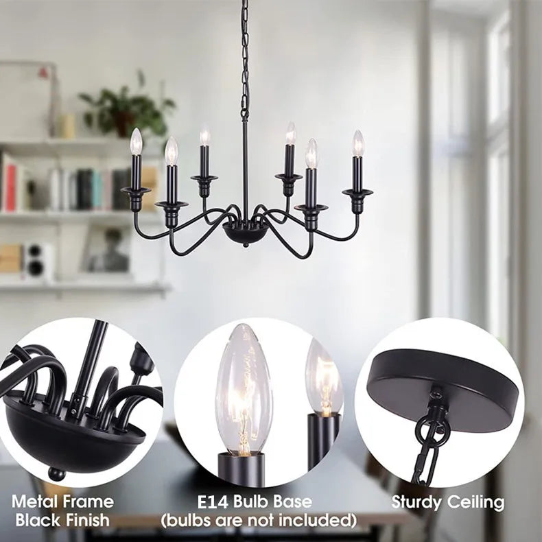 Retro Loft Living Room Chandelier – Vintage American Style Black/Gold Ceiling Light for Dining Rooms and Households
