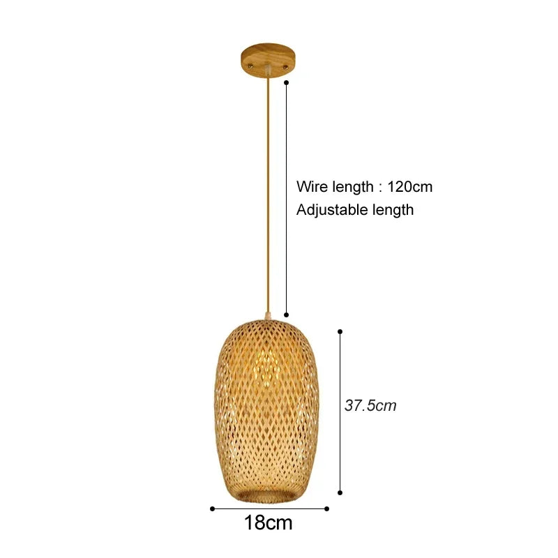 Handcrafted Rattan Bamboo Pendant Light – Woven Ceiling Lamp for Home, Living Room, and Bedroom Décor