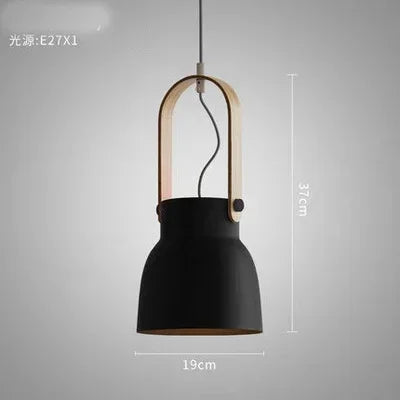 Iron Ring Wooden Grain Pendant Light – Minimalist Nordic Hanging Lamp for Showrooms, Bedrooms, and Dining Rooms