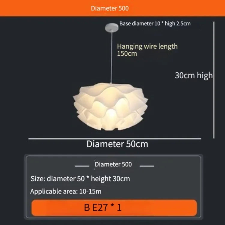Postmodern White Flower LED Pendant Light – Elegant Petal Design for Bedrooms, Restaurants, Bars, and Stores