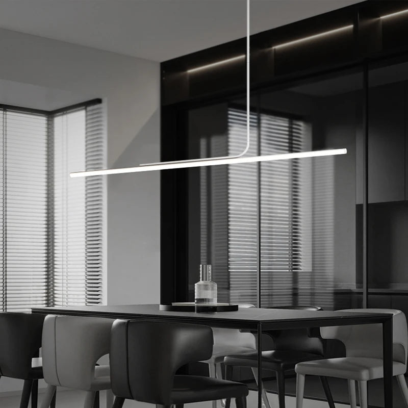 Minimalist Dining Room Chandelier Modern Minimalist Tea Room Table Dining Room Lines Light Creative Bar Long LED Pendant Lamp