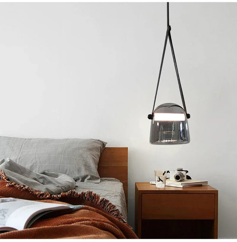 Nordic Glass Pendant Light – Modern Single-Head Chandelier for Restaurants, Cafes, and Clothing Shops