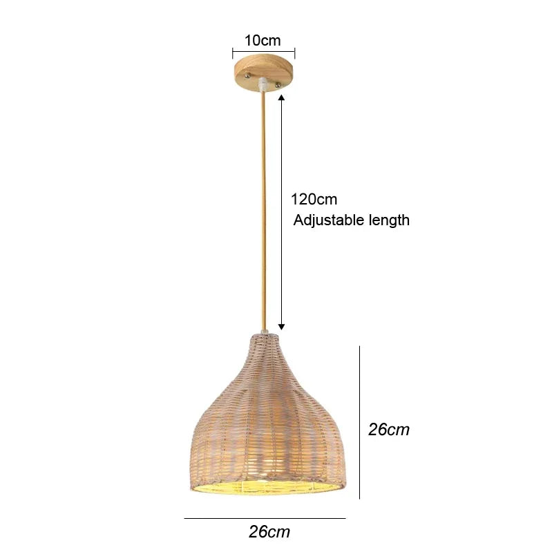 Handcrafted Rattan Bamboo Pendant Light – Woven Ceiling Lamp for Home, Living Room, and Bedroom Décor