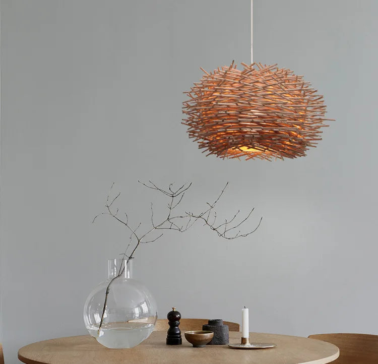 Handcrafted Rattan Bamboo Pendant Light – Woven Ceiling Lamp for Home, Living Room, and Bedroom Décor