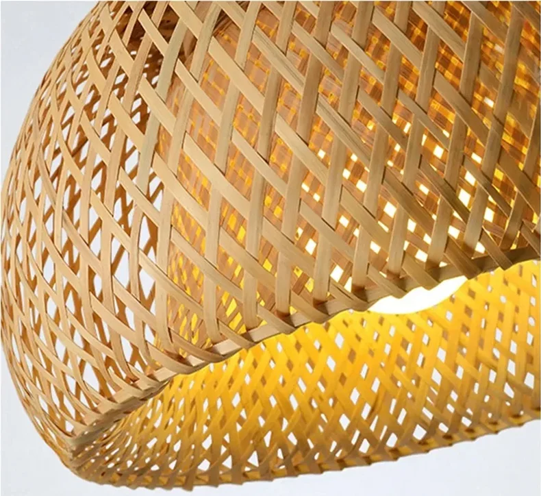 Hand-Woven Bamboo Lantern Pendant Light – 30cm Natural Rattan Wicker E27 LED Chandelier Lampshade for Elegant Lighting Decor