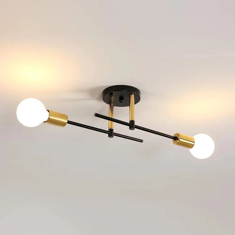 2-Light Modern Ceiling Chandeliers – Simple Flush Mounted Indoor Room Lamps