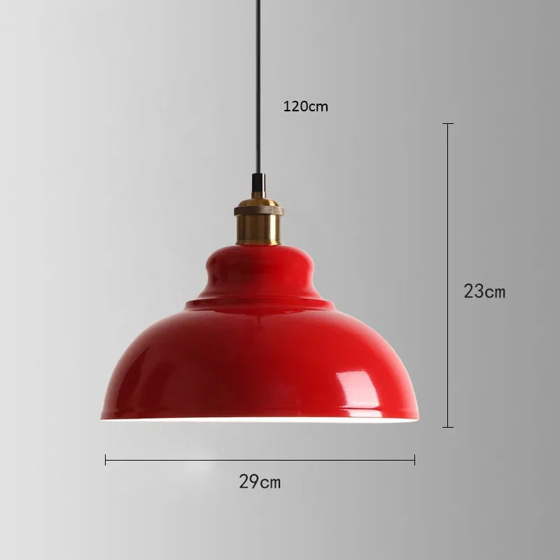 American Retro Red Industrial Pendant Lamp – Modern LED Iron Art Lighting for Restaurants and Hot Pot Decor