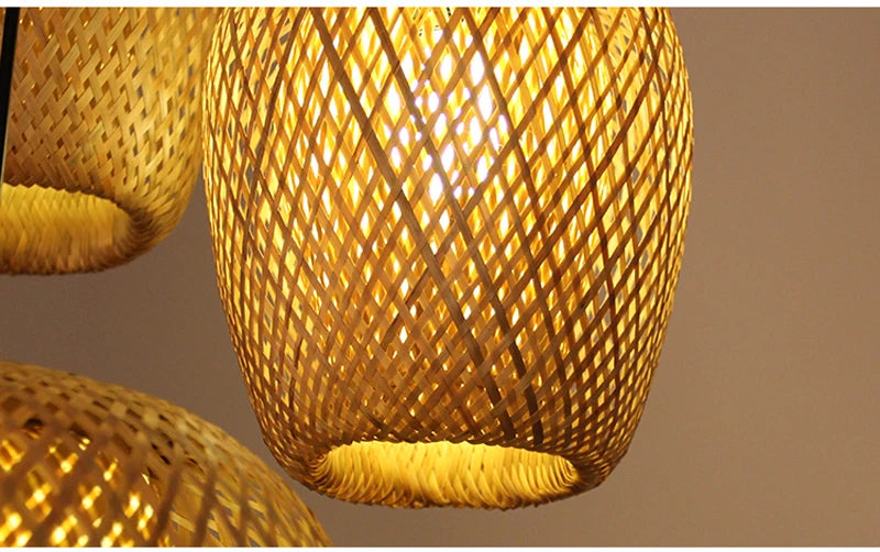Handcrafted Rattan Bamboo Pendant Light – Woven Ceiling Lamp for Home, Living Room, and Bedroom Décor