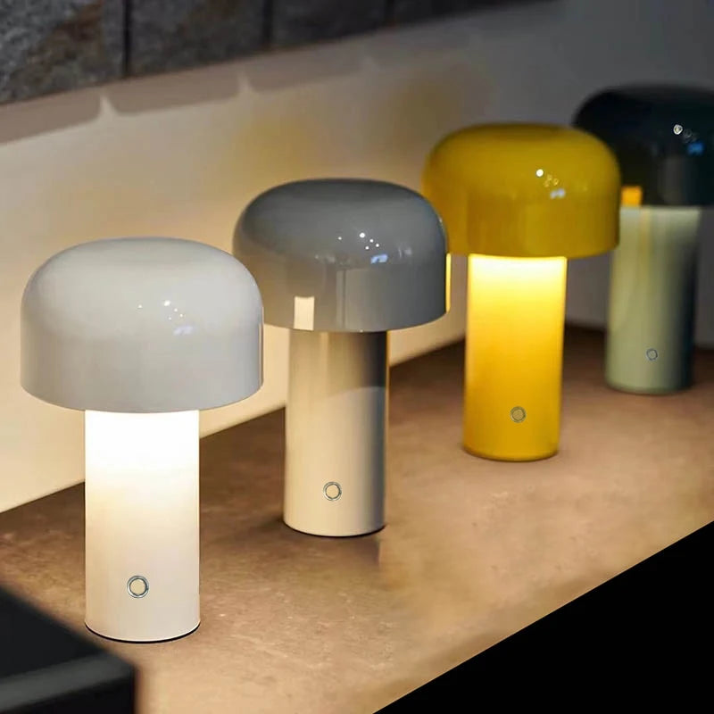 Italian Mushroom Table Lamp – Rechargeable USB Night Light for Portable Bedside Decor