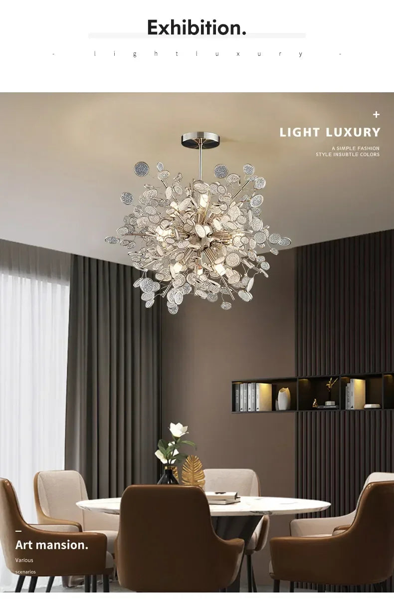 Modern Luxury Chrome LED Crystal Chandelier – Elegant Pendant Lamp for Living Rooms, Dining Rooms, and Bedrooms