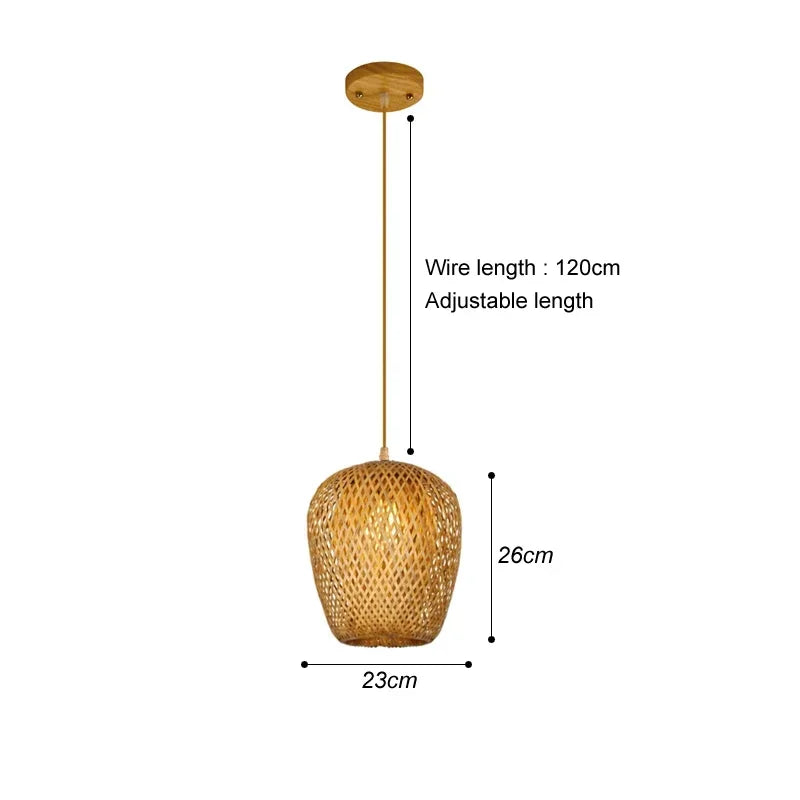 Handcrafted Rattan Bamboo Pendant Light – Woven Ceiling Lamp for Home, Living Room, and Bedroom Décor