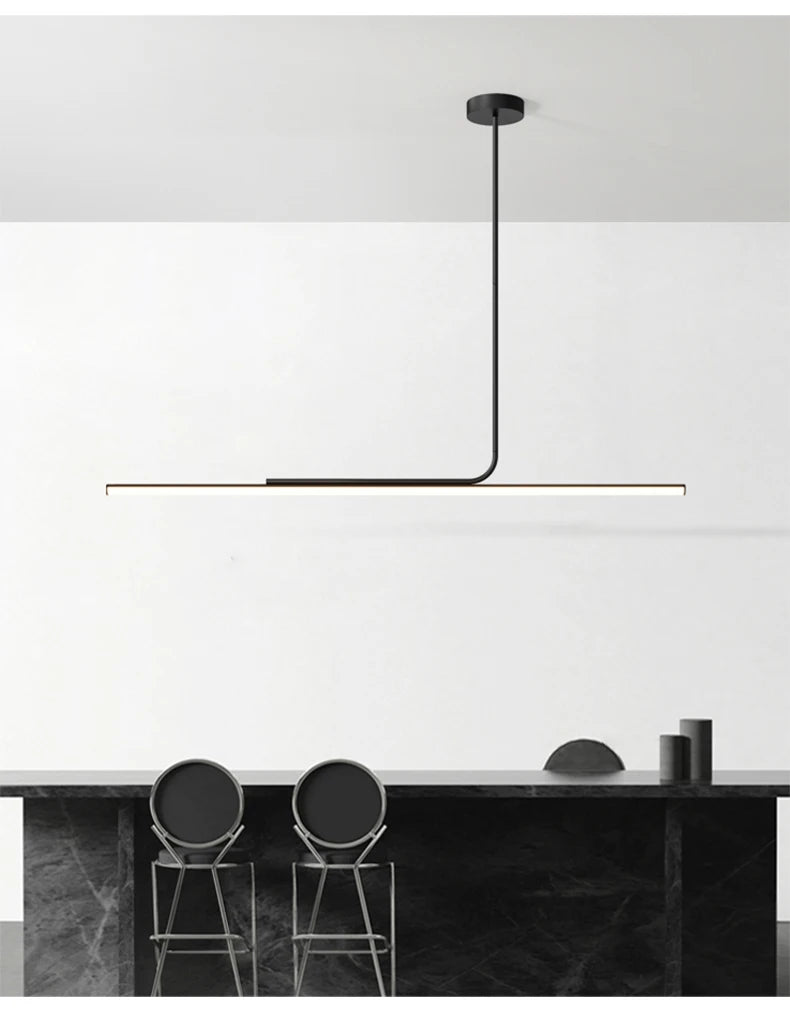 Minimalist Dining Room Chandelier Modern Minimalist Tea Room Table Dining Room Lines Light Creative Bar Long LED Pendant Lamp