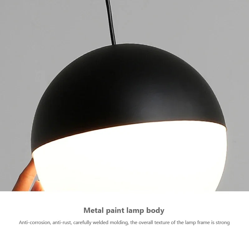 Modern Glass Ball Pendant Light – Black Round Hanging Lamp for Dining Rooms, Kitchens, and Bedrooms