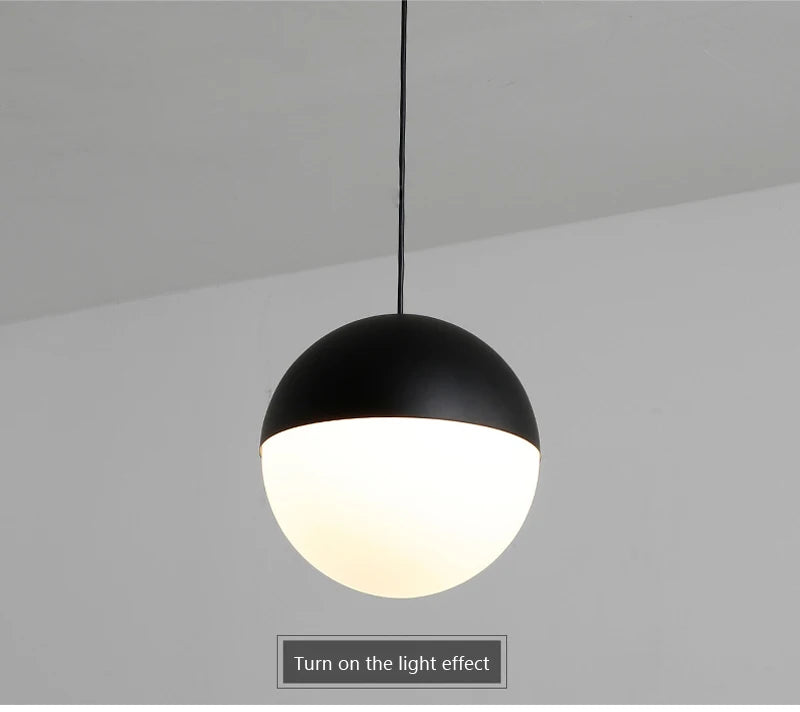 Modern Glass Ball Pendant Light – Black Round Hanging Lamp for Dining Rooms, Kitchens, and Bedrooms