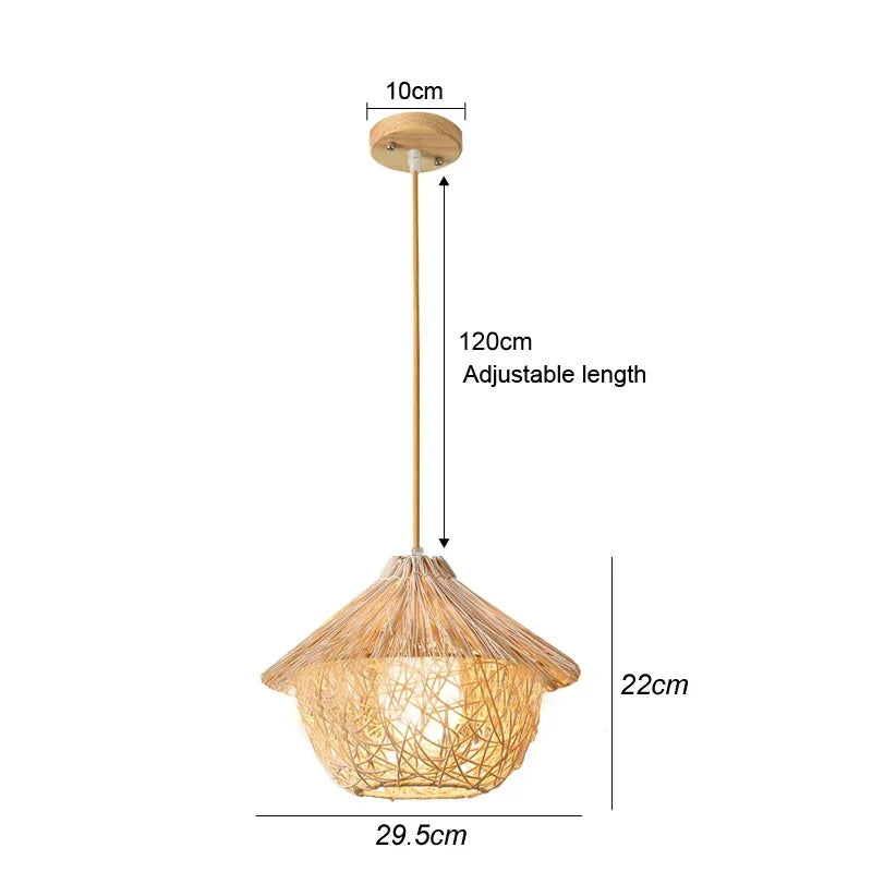 Handcrafted Rattan Bamboo Pendant Light – Woven Ceiling Lamp for Home, Living Room, and Bedroom Décor