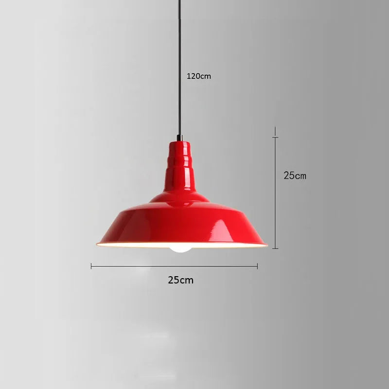 American Retro Red Industrial Pendant Lamp – Modern LED Iron Art Lighting for Restaurants and Hot Pot Decor