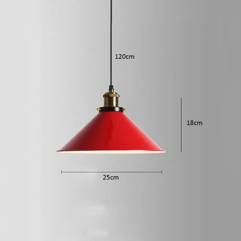 American Retro Red Industrial Pendant Lamp – Modern LED Iron Art Lighting for Restaurants and Hot Pot Decor