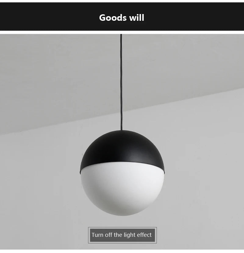Modern Glass Ball Pendant Light – Black Round Hanging Lamp for Dining Rooms, Kitchens, and Bedrooms