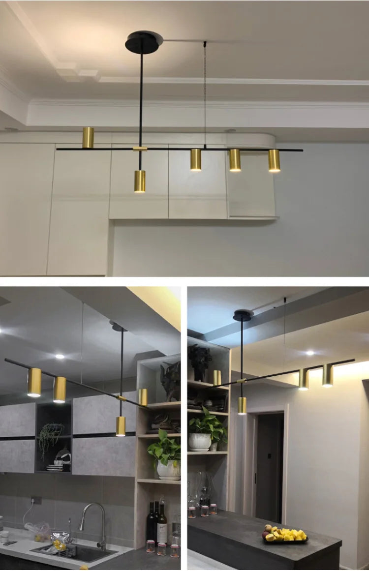 Nordic Modern Longer Chandelier Dining Table Fixtures Black Pendant Lights Bar Kitchen Suspension Decor Living Room Hanging Lamp