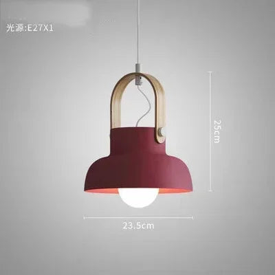 Iron Ring Wooden Grain Pendant Light – Minimalist Nordic Hanging Lamp for Showrooms, Bedrooms, and Dining Rooms