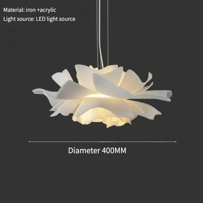 Postmodern White Flower LED Pendant Light – Elegant Petal Design for Bedrooms, Restaurants, Bars, and Stores