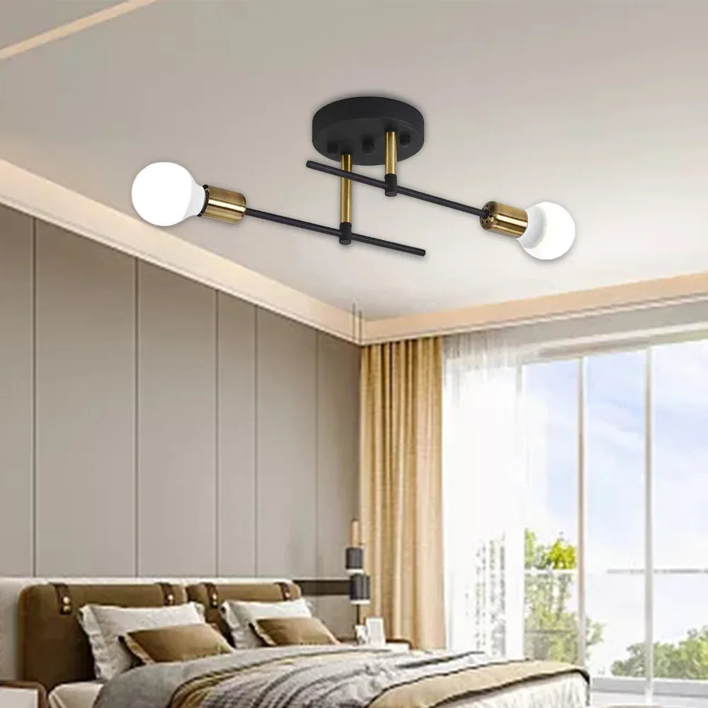 2-Light Modern Ceiling Chandeliers – Simple Flush Mounted Indoor Room Lamps
