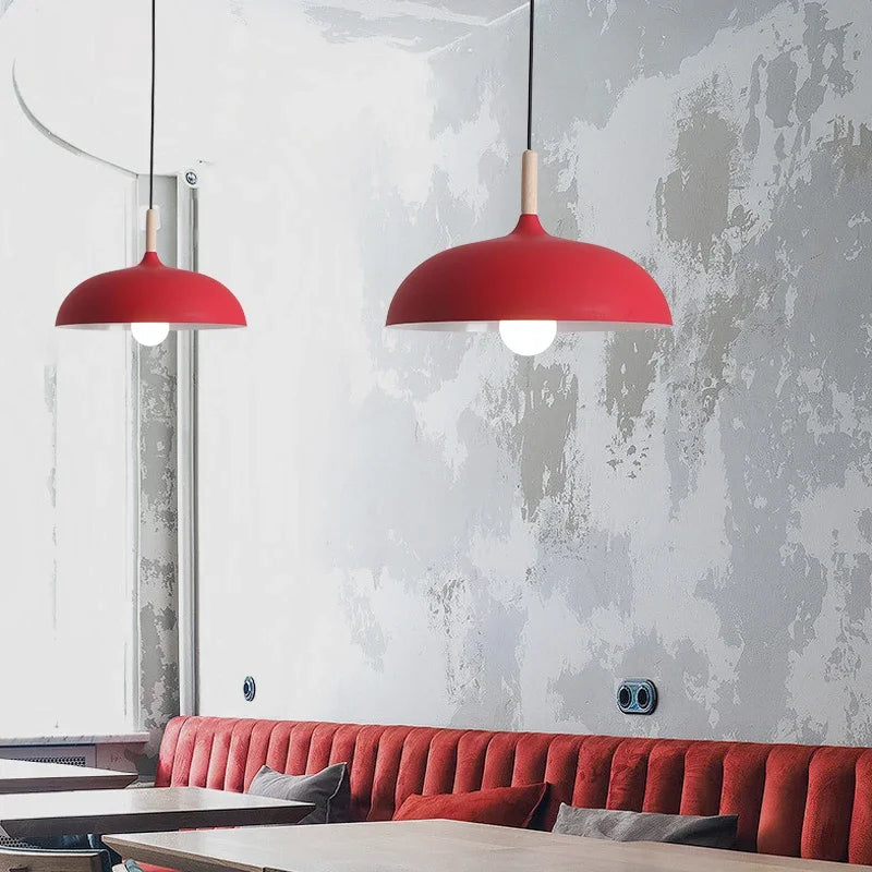 American Retro Red Industrial Pendant Lamp – Modern LED Iron Art Lighting for Restaurants and Hot Pot Decor