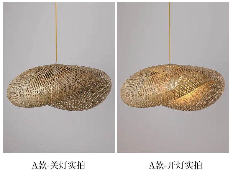 Handcrafted Rattan Bamboo Pendant Light – Woven Ceiling Lamp for Home, Living Room, and Bedroom Décor