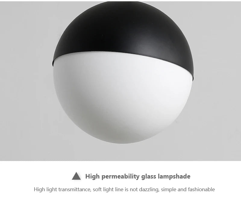 Modern Glass Ball Pendant Light – Black Round Hanging Lamp for Dining Rooms, Kitchens, and Bedrooms