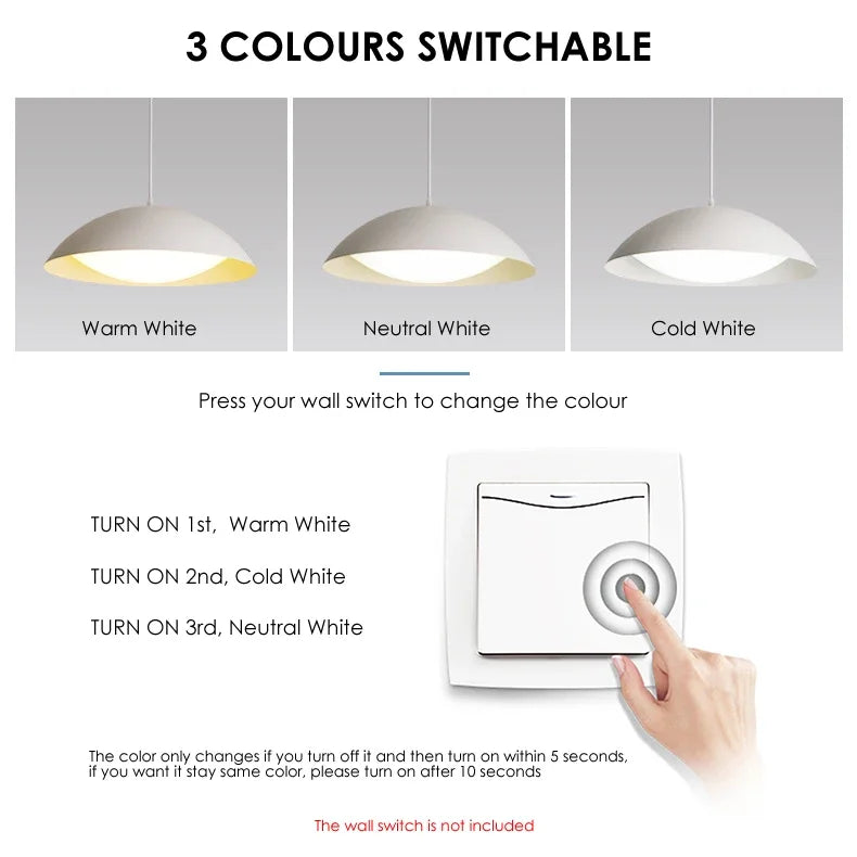 UFO-Shaped LED Pendant Light – Modern Ceiling Lamp with 3-Color Switch for Dining Table and Kitchen Decor