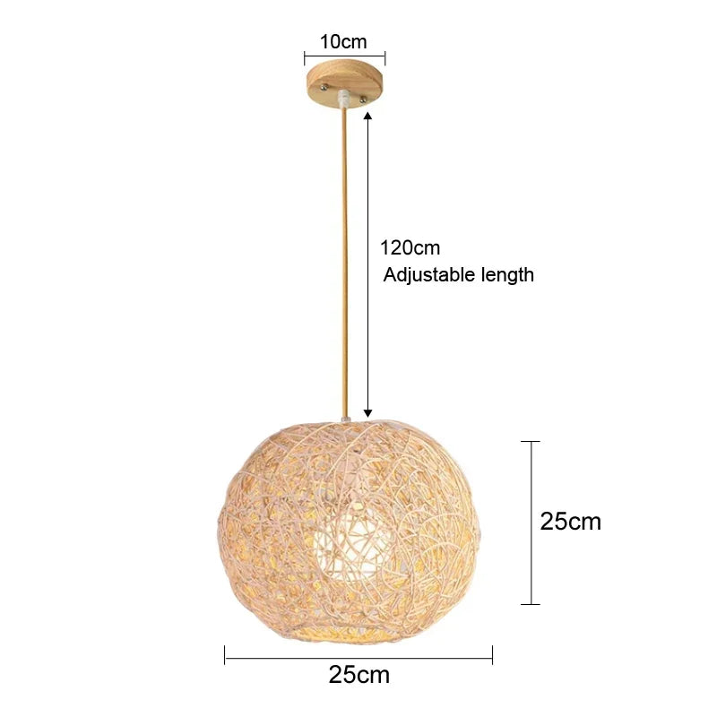 Handcrafted Rattan Bamboo Pendant Light – Woven Ceiling Lamp for Home, Living Room, and Bedroom Décor
