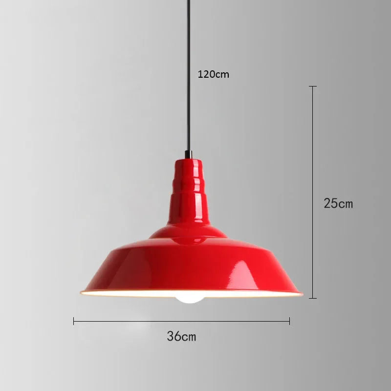 American Retro Red Industrial Pendant Lamp – Modern LED Iron Art Lighting for Restaurants and Hot Pot Decor