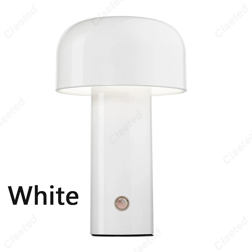 Italian Mushroom Table Lamp – Rechargeable USB Night Light for Portable Bedside Decor