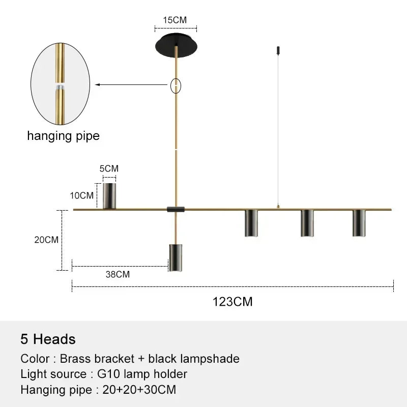 Nordic Modern Longer Chandelier Dining Table Fixtures Black Pendant Lights Bar Kitchen Suspension Decor Living Room Hanging Lamp