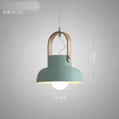 Iron Ring Wooden Grain Pendant Light – Minimalist Nordic Hanging Lamp for Showrooms, Bedrooms, and Dining Rooms