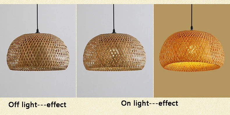 Hand-Woven Bamboo Lantern Pendant Light – 30cm Natural Rattan Wicker E27 LED Chandelier Lampshade for Elegant Lighting Decor