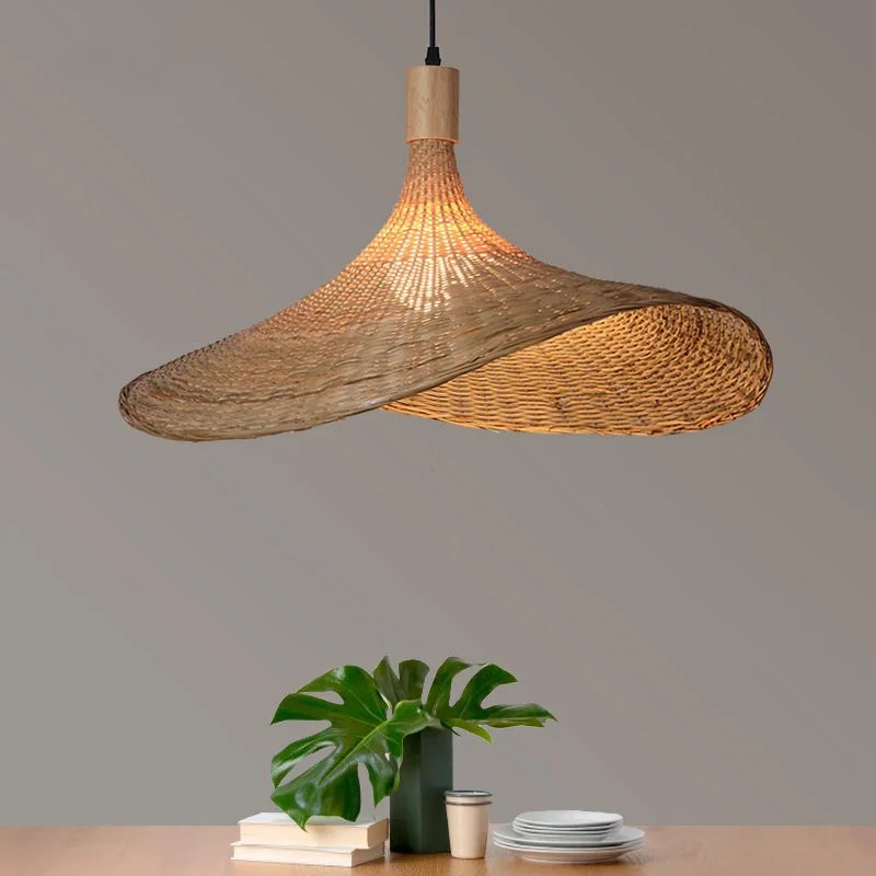 Handcrafted Rattan Bamboo Pendant Light – Woven Ceiling Lamp for Home, Living Room, and Bedroom Décor