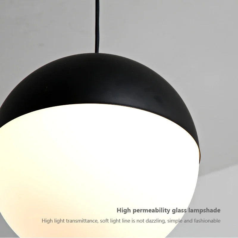 Modern Glass Ball Pendant Light – Black Round Hanging Lamp for Dining Rooms, Kitchens, and Bedrooms