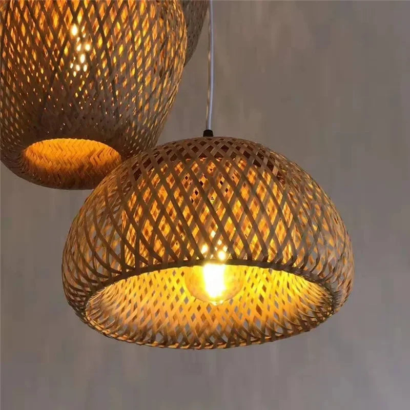Handcrafted Rattan Bamboo Pendant Light – Woven Ceiling Lamp for Home, Living Room, and Bedroom Décor
