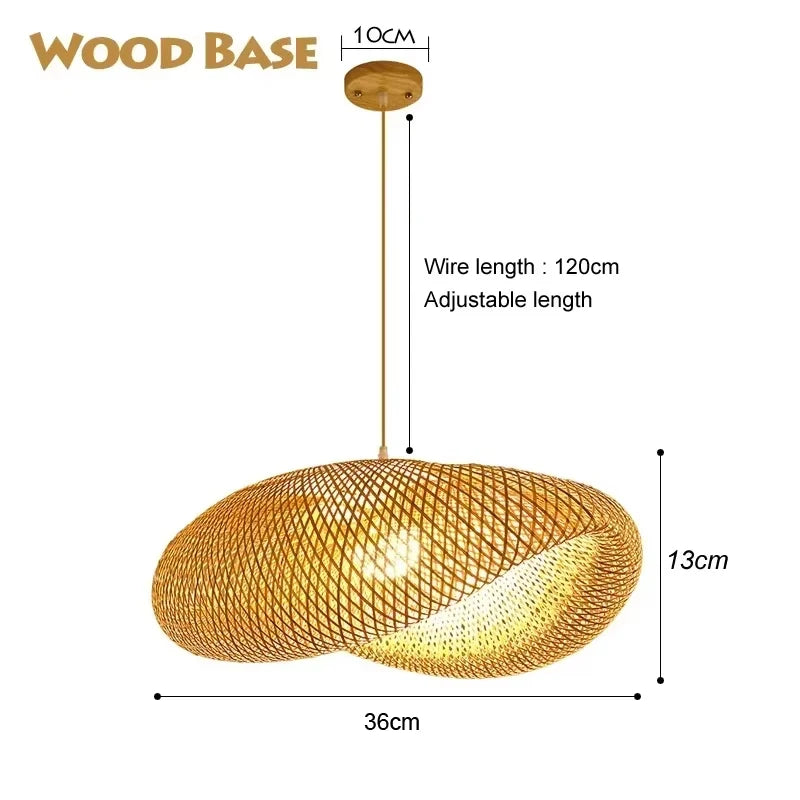 Handcrafted Rattan Bamboo Pendant Light – Woven Ceiling Lamp for Home, Living Room, and Bedroom Décor
