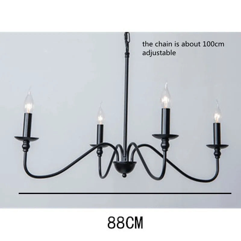Retro Loft Living Room Chandelier – Vintage American Style Black/Gold Ceiling Light for Dining Rooms and Households
