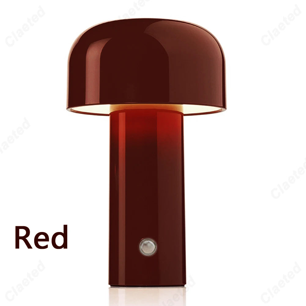 Italian Mushroom Table Lamp – Rechargeable USB Night Light for Portable Bedside Decor