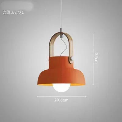 Iron Ring Wooden Grain Pendant Light – Minimalist Nordic Hanging Lamp for Showrooms, Bedrooms, and Dining Rooms