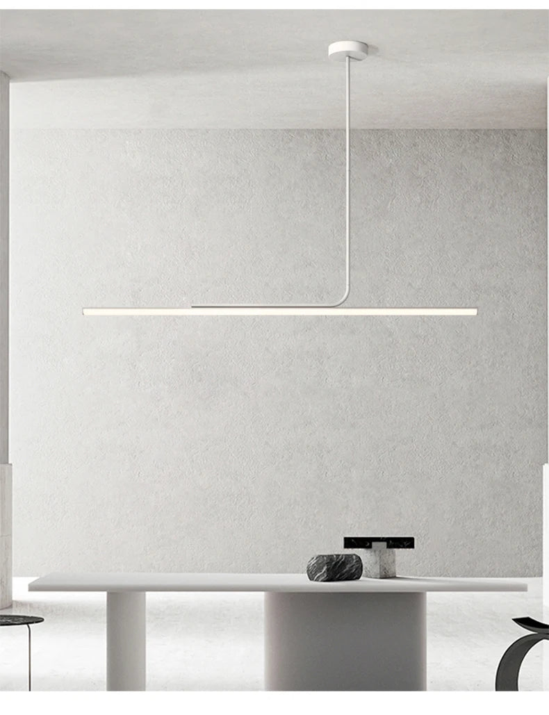 Minimalist Dining Room Chandelier Modern Minimalist Tea Room Table Dining Room Lines Light Creative Bar Long LED Pendant Lamp