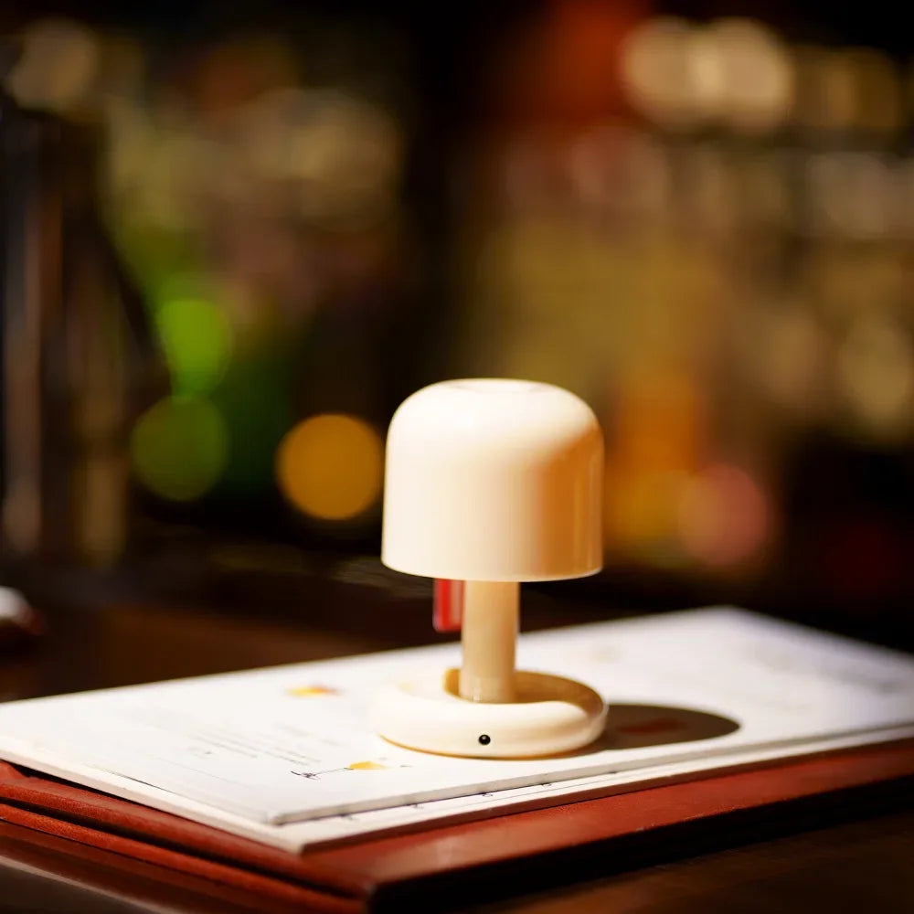 Mini Desktop Sunset Night Lamp – USB Rechargeable Mushroom LED Light for Coffee Bars and Home Decor